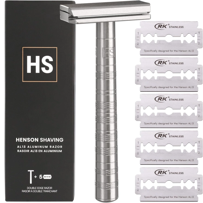 Rasoir de sûreté Henson AL13 Mild, coloris Aircraft Aluminum