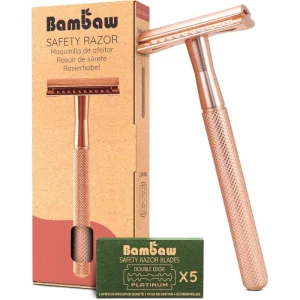 Rasoir de sûreté Bambaw Or Rose avec 5 lames