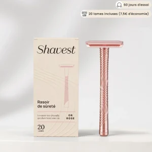 Rasoir de sûreté Shavest Or Rose avec 20 lames